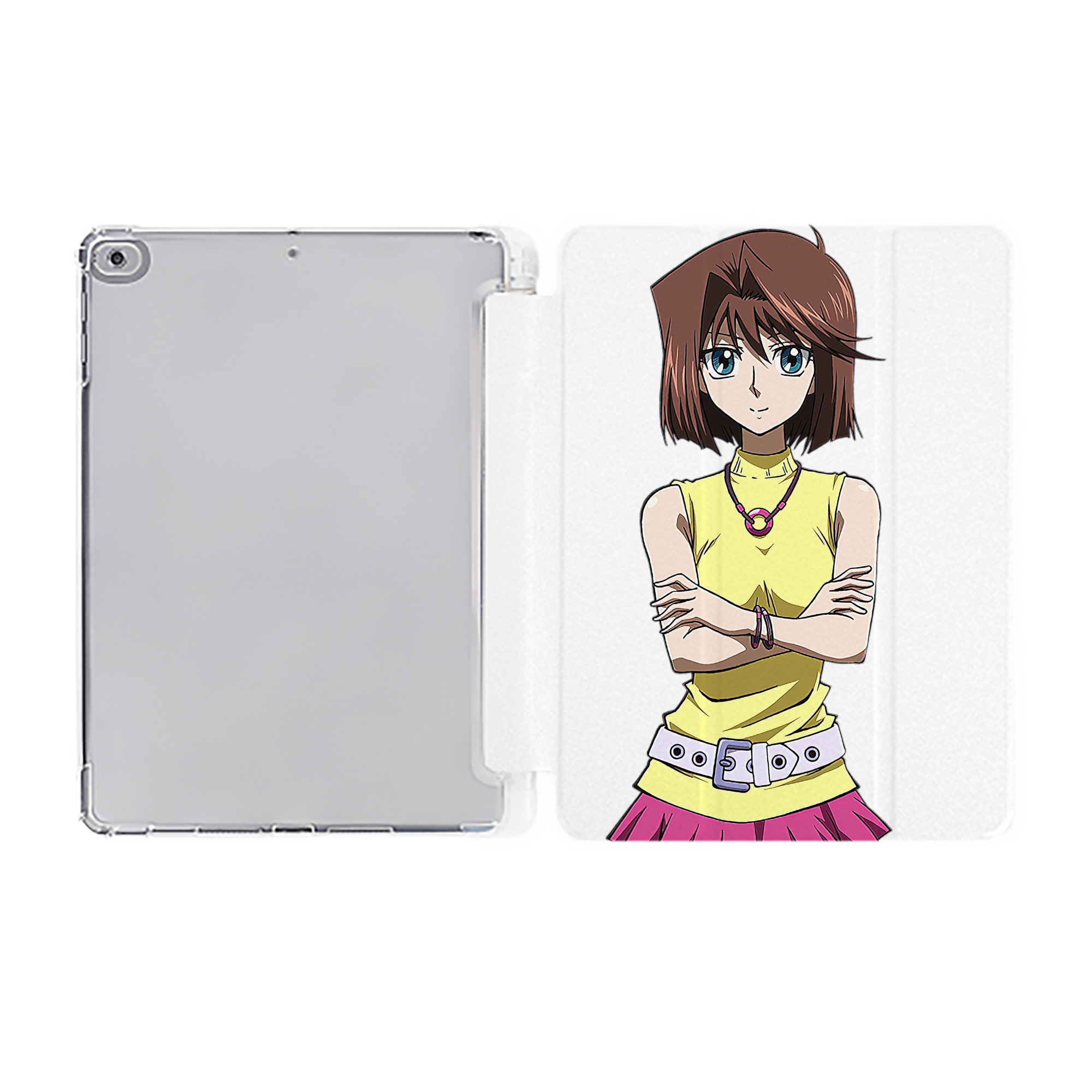 （画像用） 遊☆戯☆王 Yu-Gi-Oh! IPad ケース ペン収納付き 三つ折りスタンド PUレザー×シリコン 対応機種9.5/10.5/10.9インチ